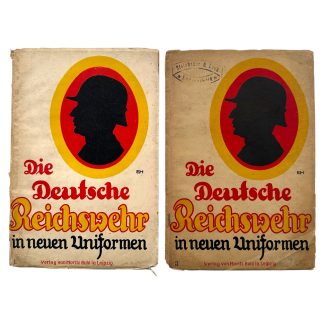 Original German Reichswehr and Freikorps reference books circa 1919 by Moritz Ruhl Leipzig with Carl Henckel colour plates, uniforms, ranks and insignia. Steinhauer & Lück, Lüdenscheid stamp