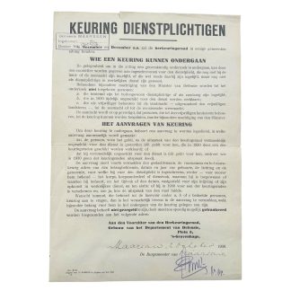 Originele Nederlandse legerposter Keuring Dienstplichtigen Maarssen 1930 militaire dienstplicht medische keuring interbellum.