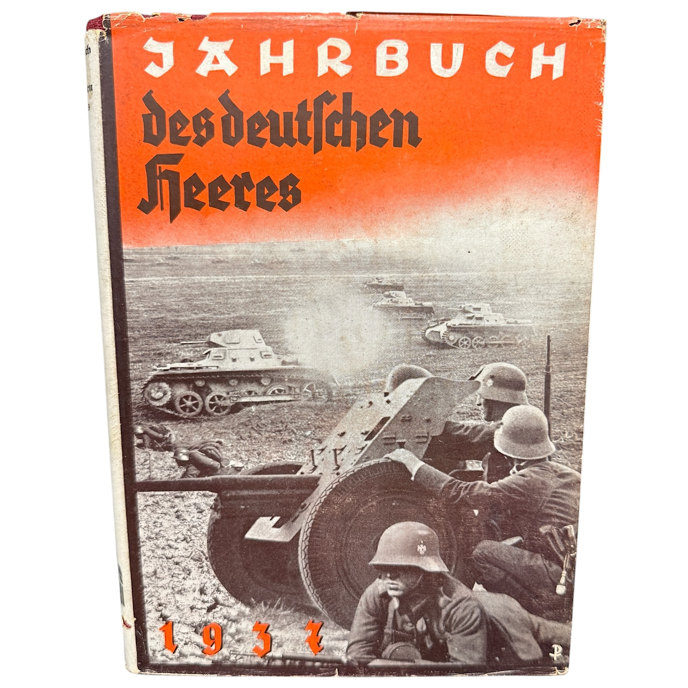 Omslag van het Jahrbuch des Deutschen Heeres 1937 met tanks en geschutsbemanning