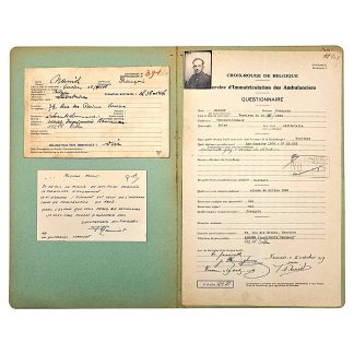 Belgisch Rode Kruis dossier 1939 van François Naniot met pasfoto en formulieren uit Verviers