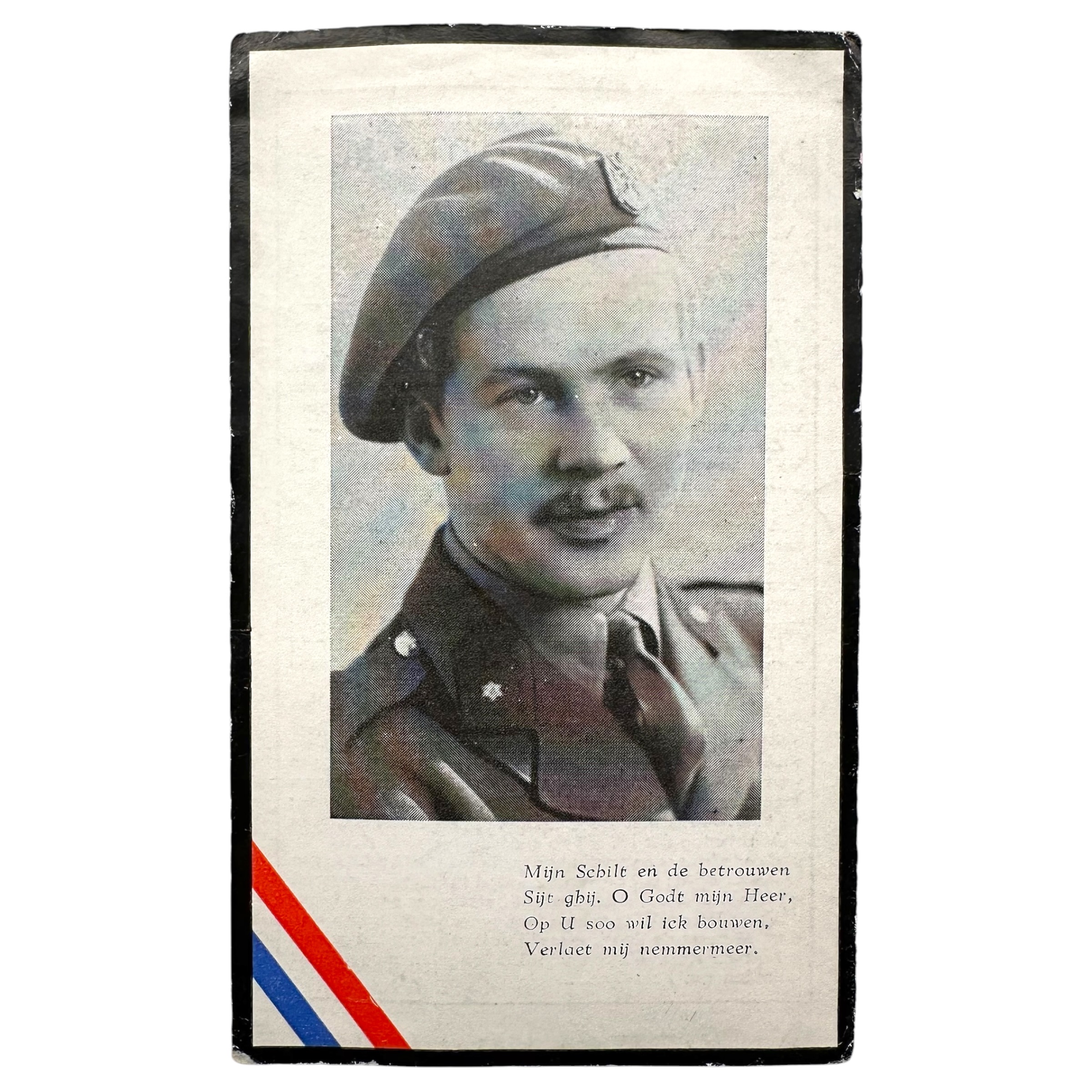 Origineel 1948 Nederlands-Indië bidprentje reserve tweede luitenant Jan van Luyk Tilburg 4-6 R.I. gesneuveld Soenarsik Java 21 juni 1948