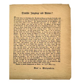Original German 1813 Wars of Liberation document Blücher Graf von Wittgenstein Prussia Napoleon military proclamation Napoleonic Wars.