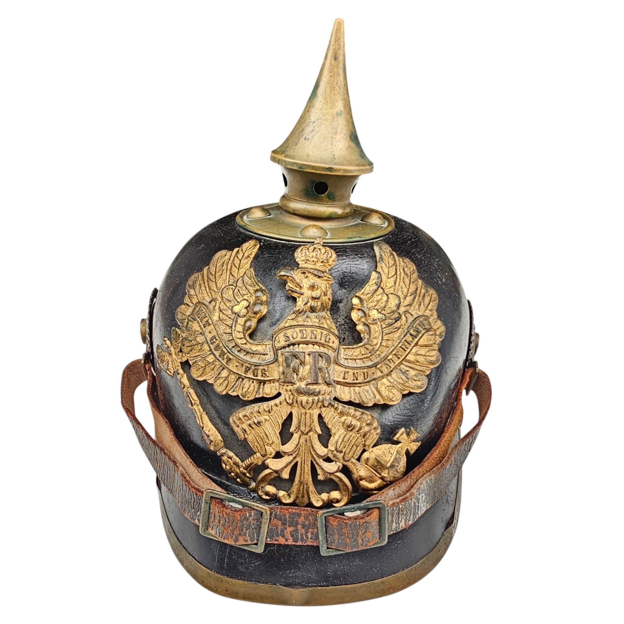 Originele Pruisische M1895 Pickelhaube met adelaar, regiment J.R. 79, gedateerd 1900