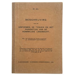 Origineel Nederlands leger voorschriftenboek 1934 uniformen tenues paardetuig Koninklijke Landmacht pre 1940 militair boek No. 20a