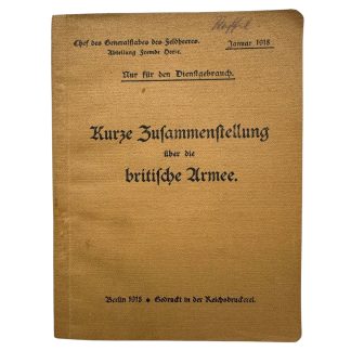 Original WW1 German Military Intelligence Book British Army 1918 – Nur für den Dienstgebrauch