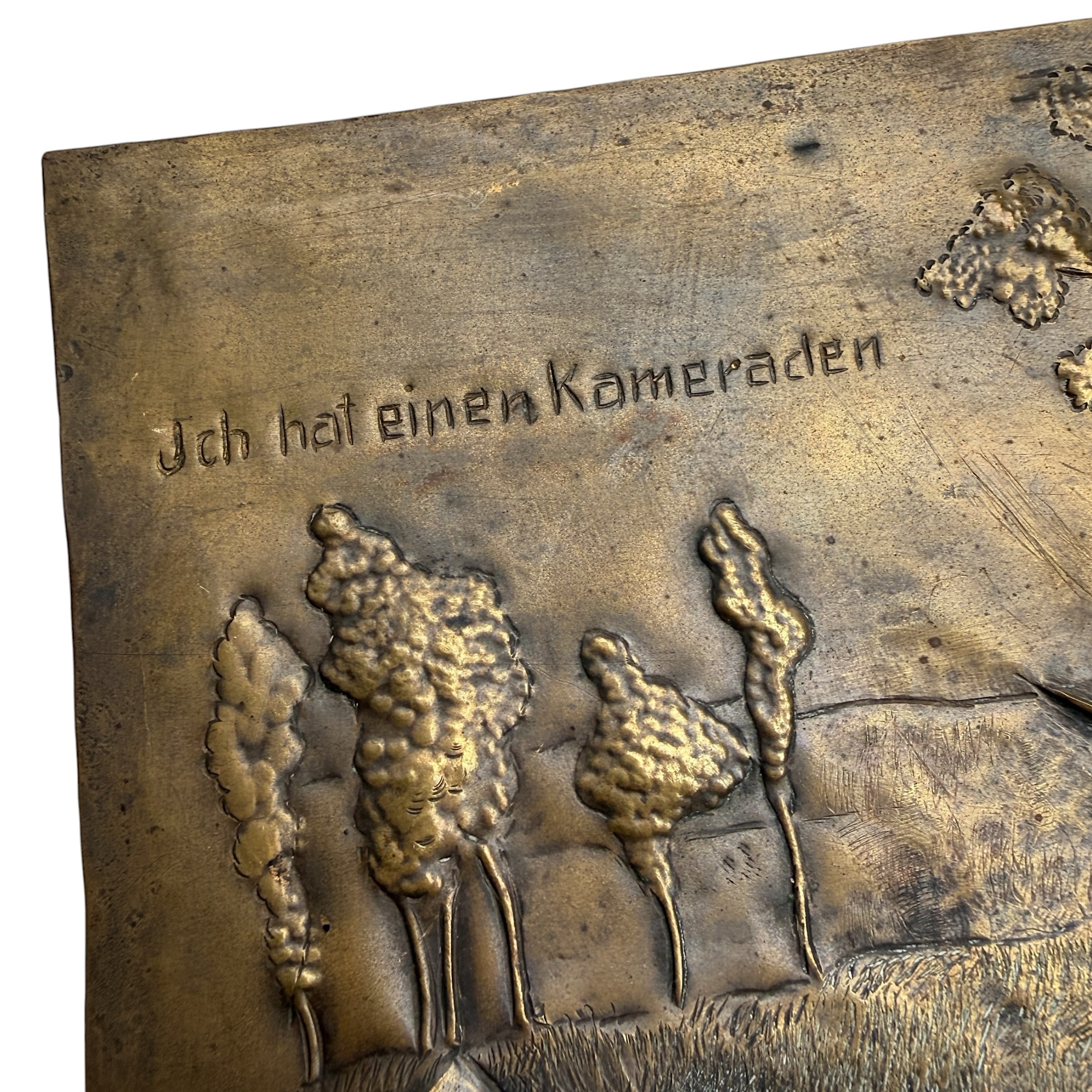Original WW1 German Trench Art Plaque 'Ich hat einen Kameraden' – 1916