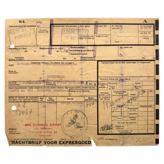 Origineel WOII NS vrachtbrief aan Kriegsmarine Versorgungsstelle Rotterdam, 1944