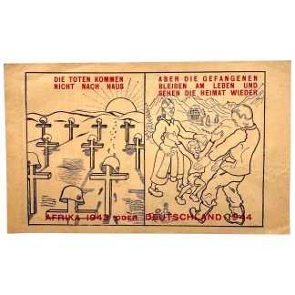 Origineel WWII geallieerd propagandapamflet gericht aan Duitse troepen in Tunesië, 1943