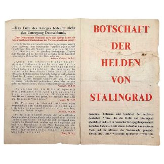 Origineel WWII geallieerd propagandapamflet 'Botschaft der Helden von Stalingrad'