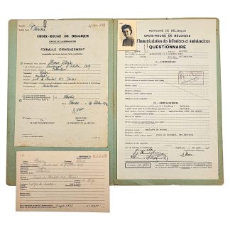 Origineel WWII Belgisch Rode Kruis dossier van ambulancière Alberte Hervé, Verviers