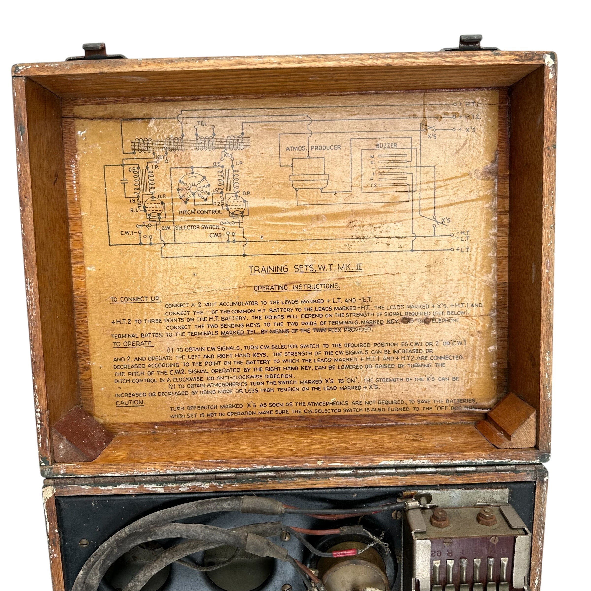 Original WWII British Army Wireless Training Set W.T. Mk III Morse Code Training Equipment with Morse Keys