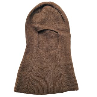 Originele WWII Britse leger wollen balaclava, voor- en achteraanzicht