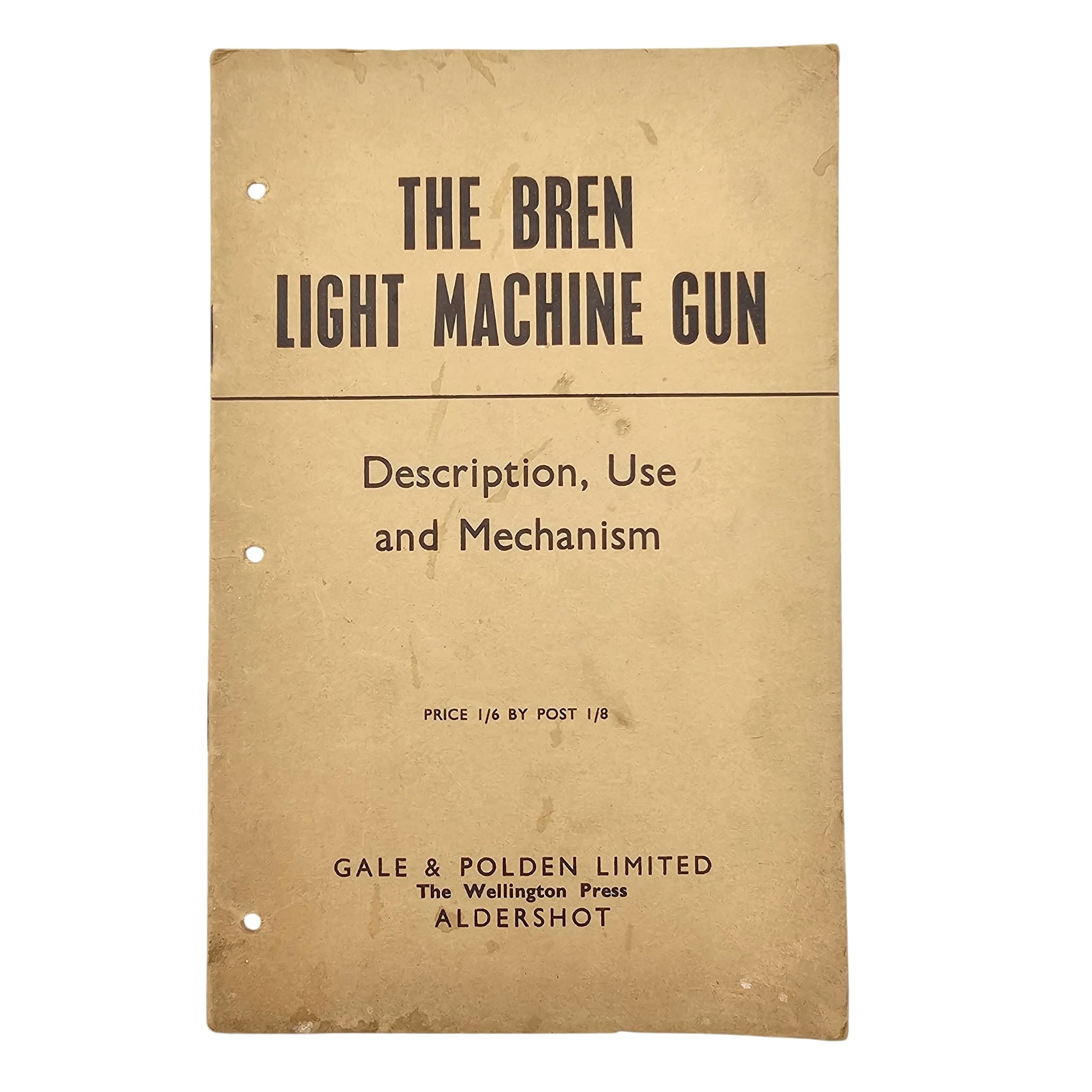 Original WWII British Bren Light Machine Gun Gale & Polden training manual with fold-out technical illustrations and military instructions.