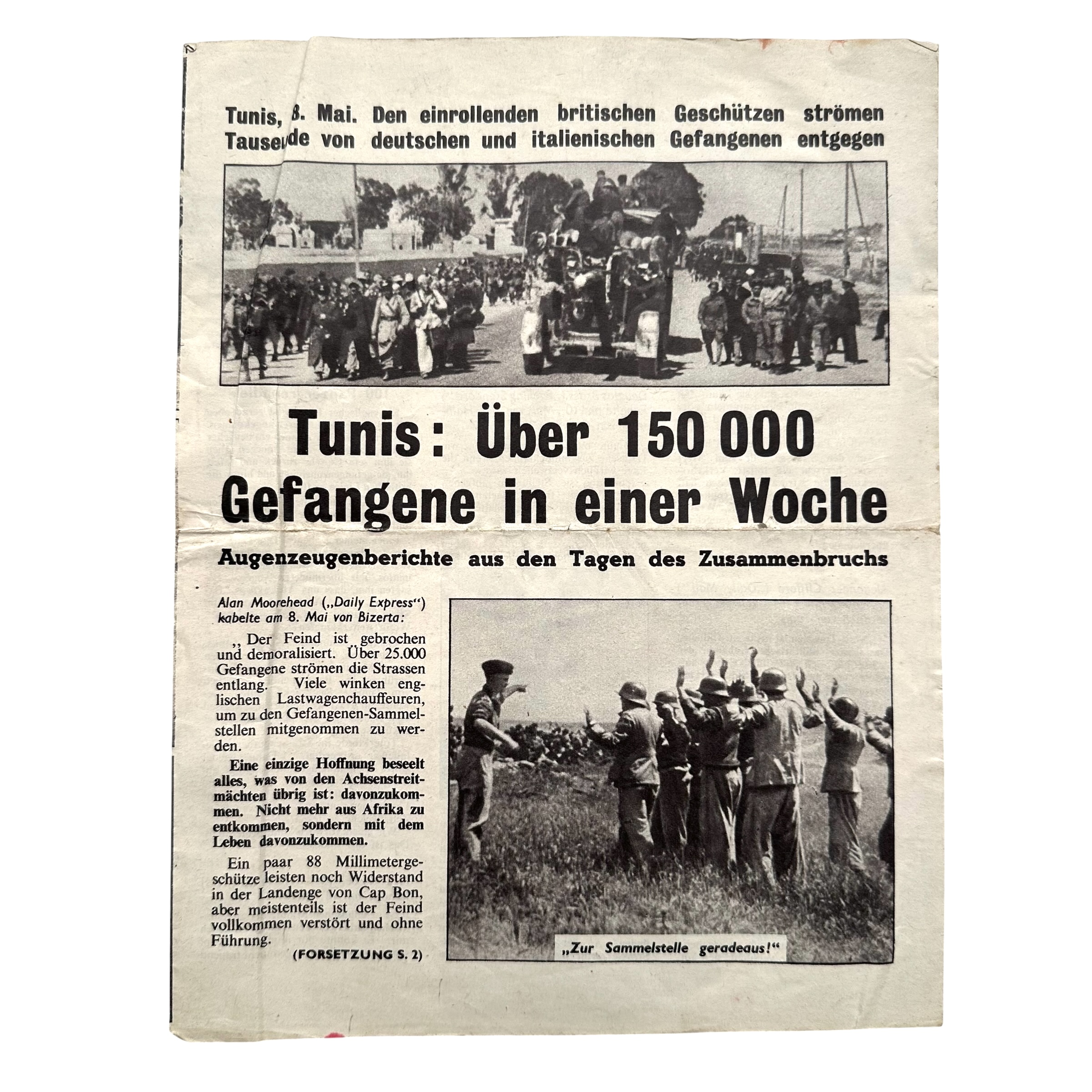 Original WWII British propaganda leaflet G.32 Tunis 1943 Afrika Korps German prisoners North Africa