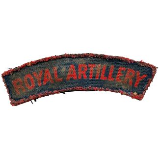 Originele WWII Britse Royal Artillery gedrukte stoffen schoudertitel