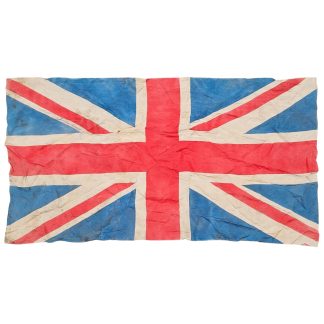 Original WWII British Union Jack flag 113 x 61 cm from the Second World War with signs of use for collectors of British militaria and flags.