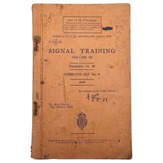 Voorplat van Britse handleiding Signal Training Volume III, Wireless Set No. 9, 1940