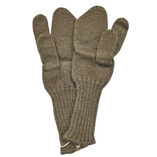 Originele WWII Britse/Canadese wollen trigger finger gloves, bovenaanzicht van het paar