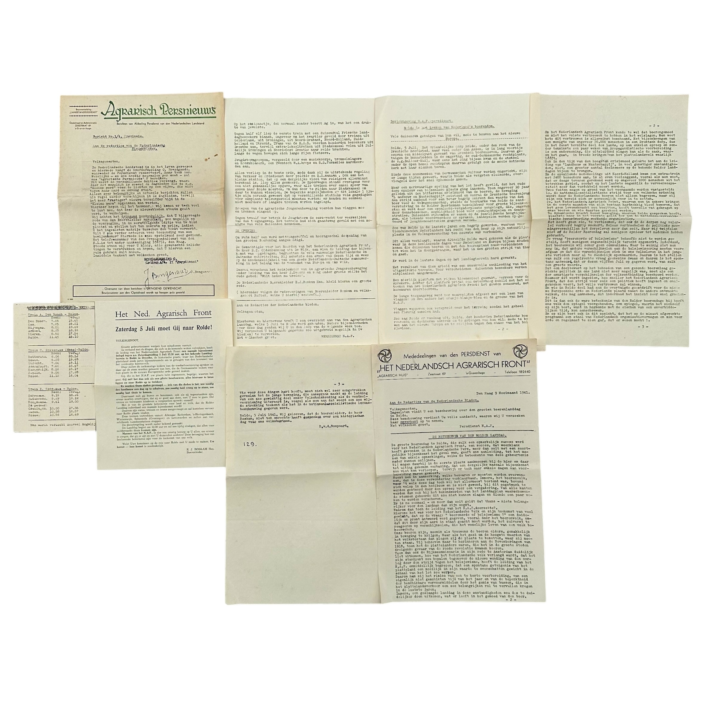 Original WWII Dutch Collaboration Document Set – Nederlandsch Agrarisch Front & Agrarisch Persnieuws 1941
