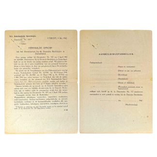 Origineel WWII NS-document Dienstorder Nr. 535 betreffende dienstneming bij de Deutsche Reichsbahn, Utrecht 1942