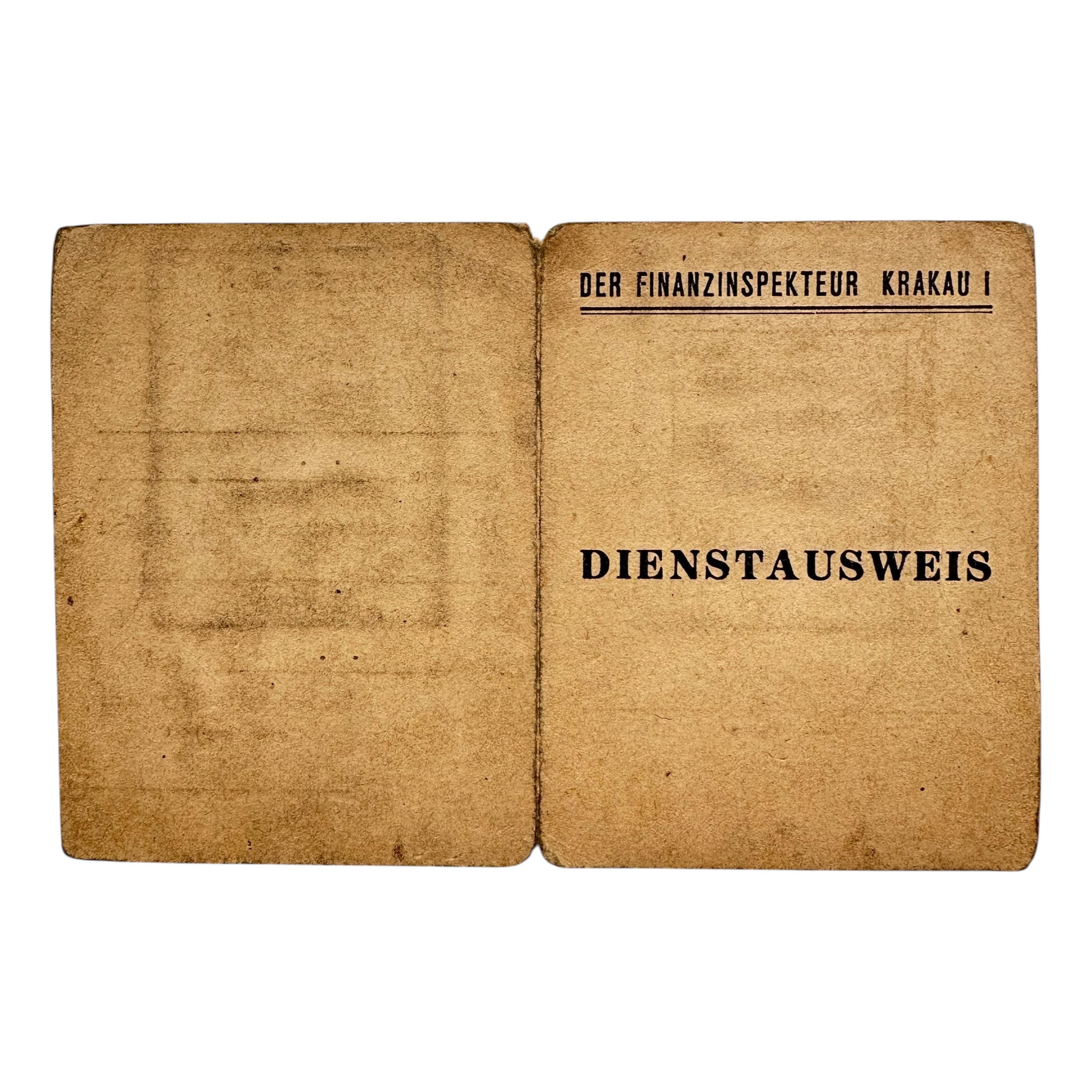 Original WWII German Dienstausweis – Franz Schwakopf – Steueramt I Krakau – Finanzinspekteur – 1941