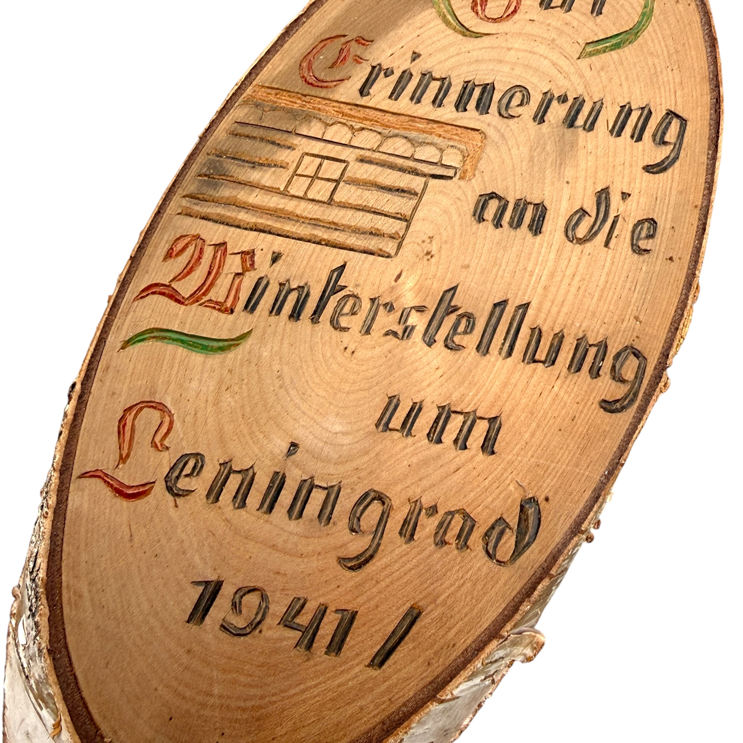 Original WWII German Eastern Front Trench Art Wooden Plaques – Leningrad 1941 & Woronta River 1942
