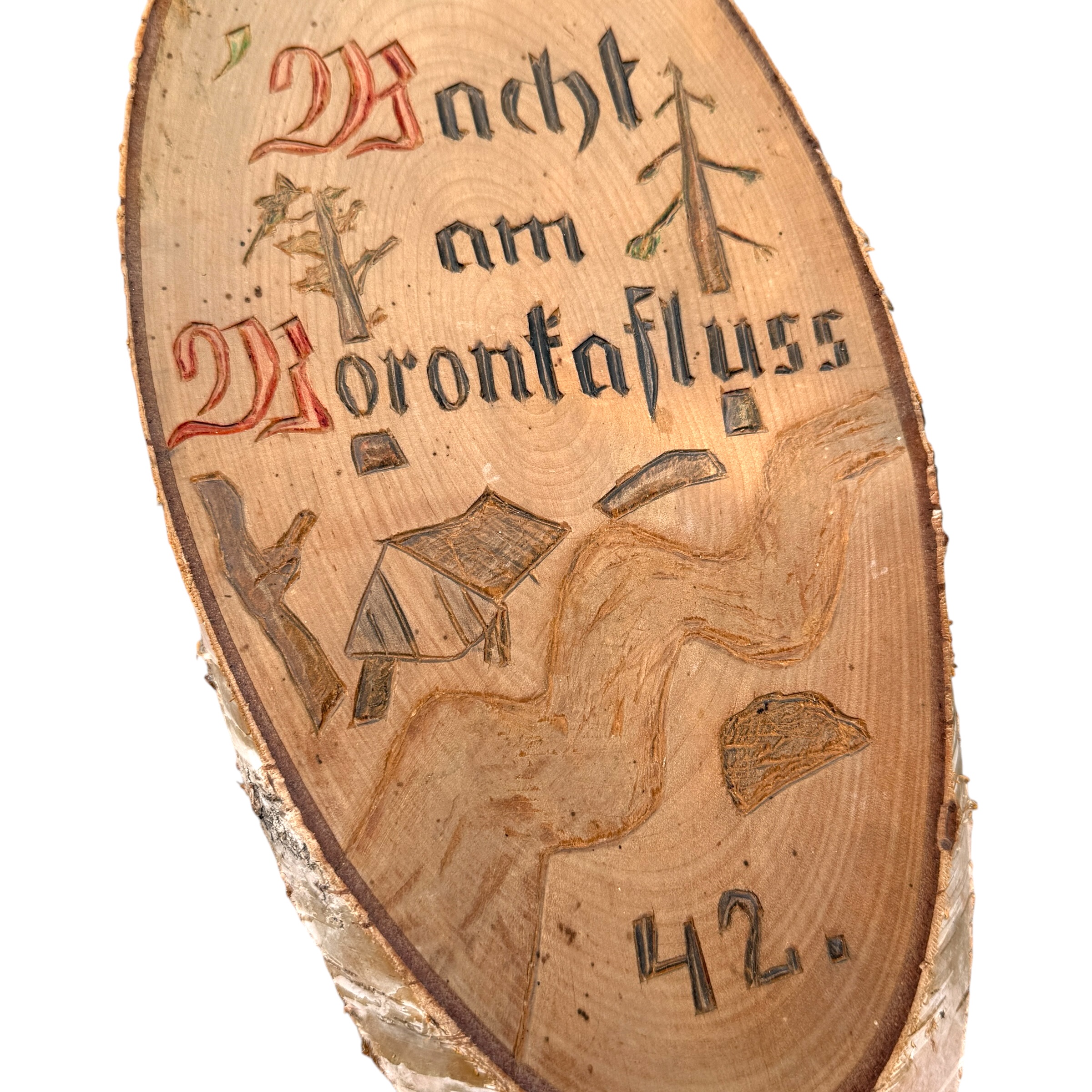 Original WWII German Eastern Front Trench Art Wooden Plaques – Leningrad 1941 & Woronta River 1942