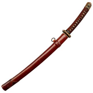 Origineel Japans Shin Gunto zwaard kort model met leren schede en gevest