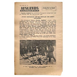 Origineel WWII Sovjet propagandapamflet 'Auslands-Nachrichten', Maerz 1942