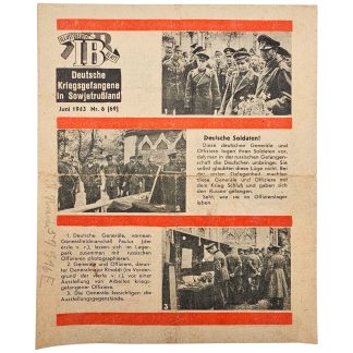 Origineel Sovjet propagandablad over Duitse krijgsgevangenen, juni 1943