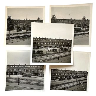 Originele WWII foto van de Laan van Meerdervoort in Den Haag met militaire voertuigen