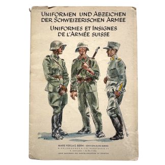 Rare original WWII Swiss Army brochure circa 1945 Mars Verlag Bern with colour plates of Swiss military uniforms ranks badges and insignia