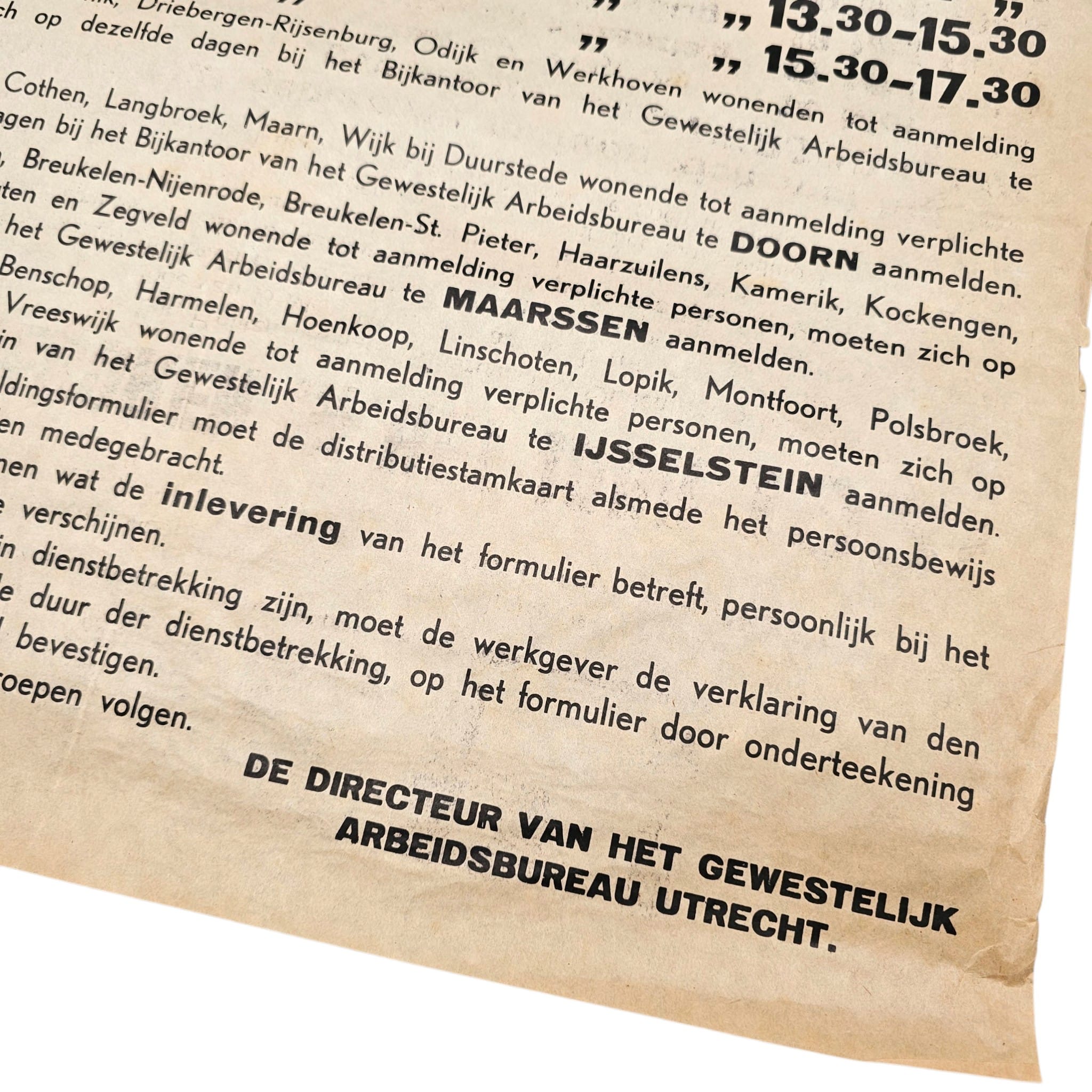 Original WWII Dutch Arbeitseinsatz Registration Poster – Utrecht May 1943 – Men Born 1921 - Afbeelding 5