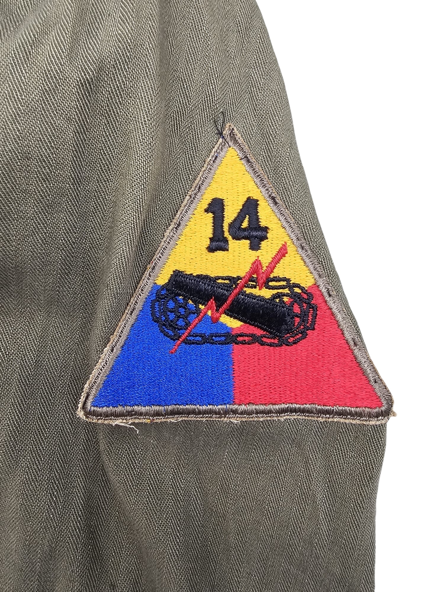 Original WWII US army HBT coveralls 14th Armored Division, May 1944 - Afbeelding 3