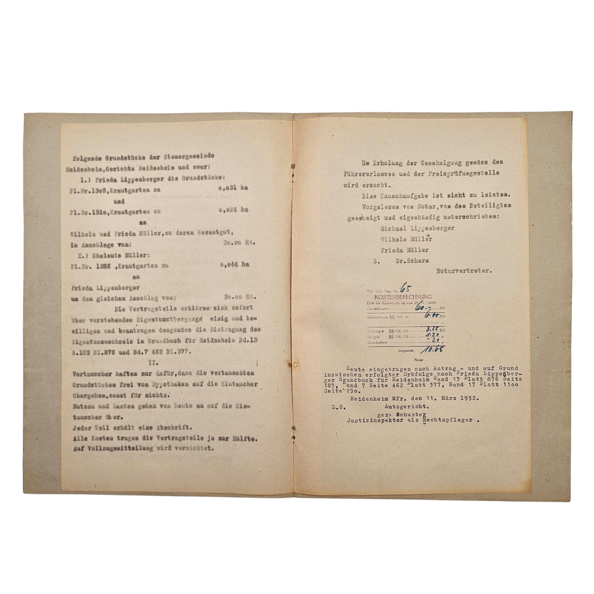 Original 1944 German Notarial Documents, Heidenheim Set - Afbeelding 5