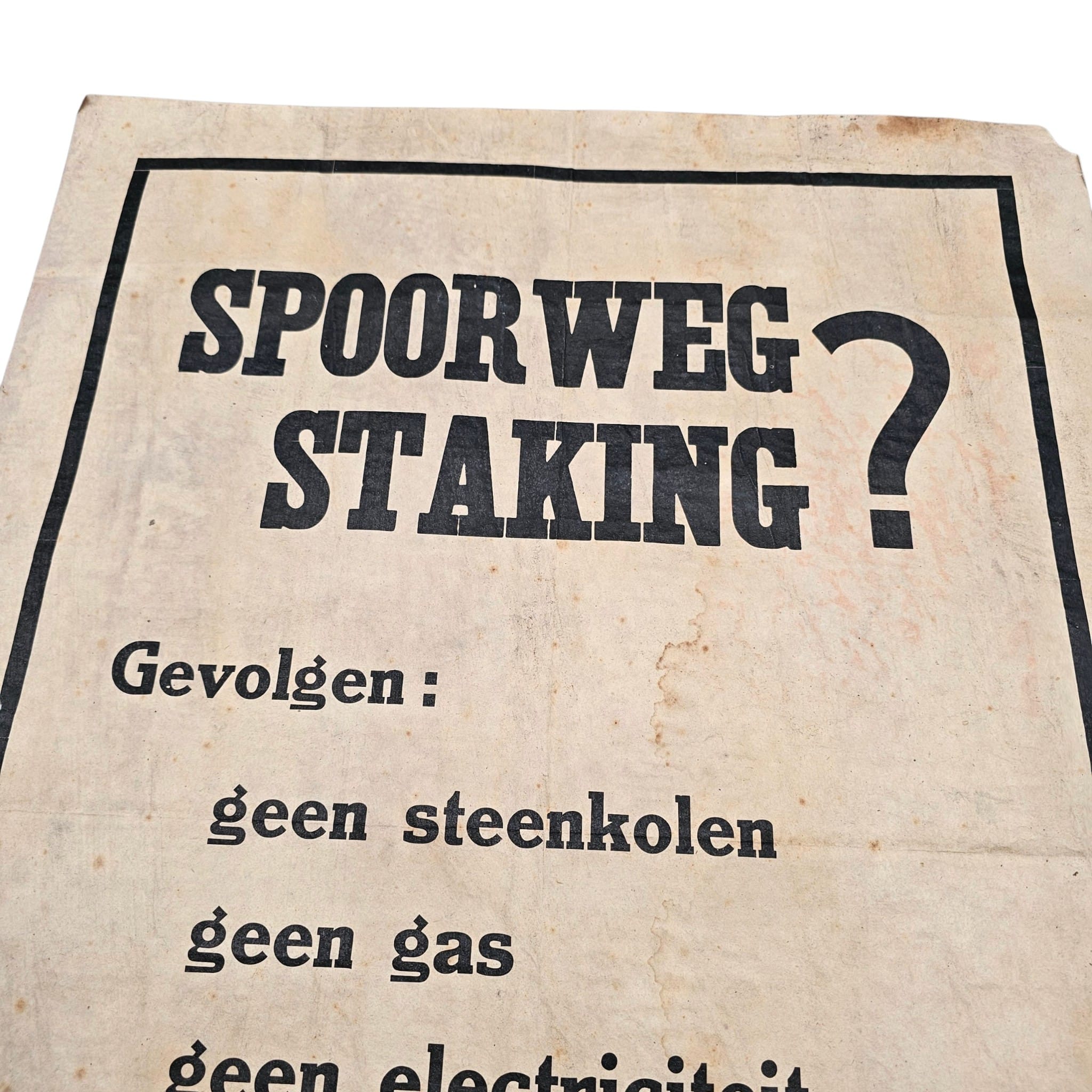 Original WWII German Occupation Dutch Railway Strike Propaganda Poster 1944