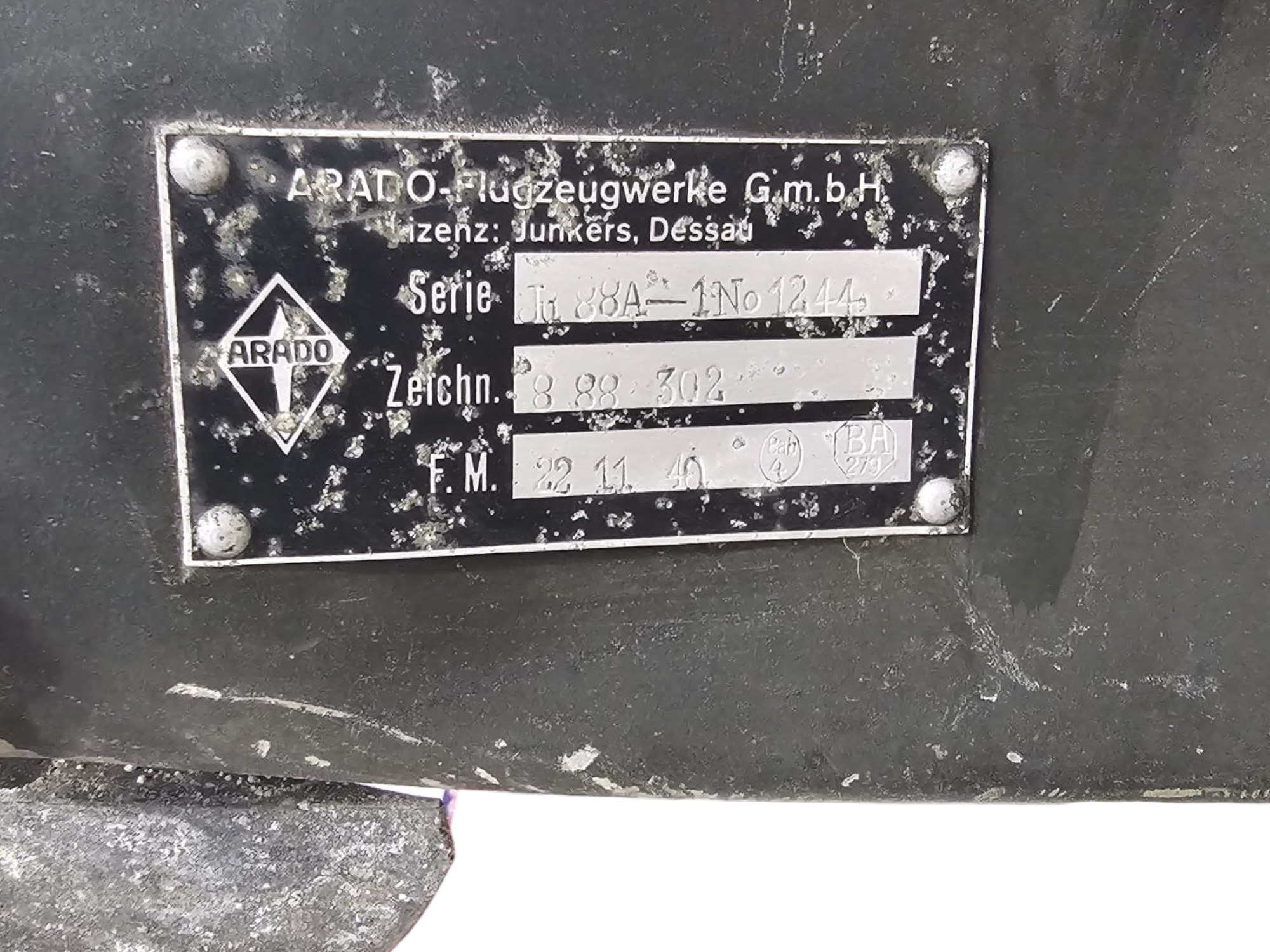 Original WWII German Junkers Ju 88 A-1 Right Wing Flap – Arado 1940 – Recovered near Bouillon, Belgium - Afbeelding 6