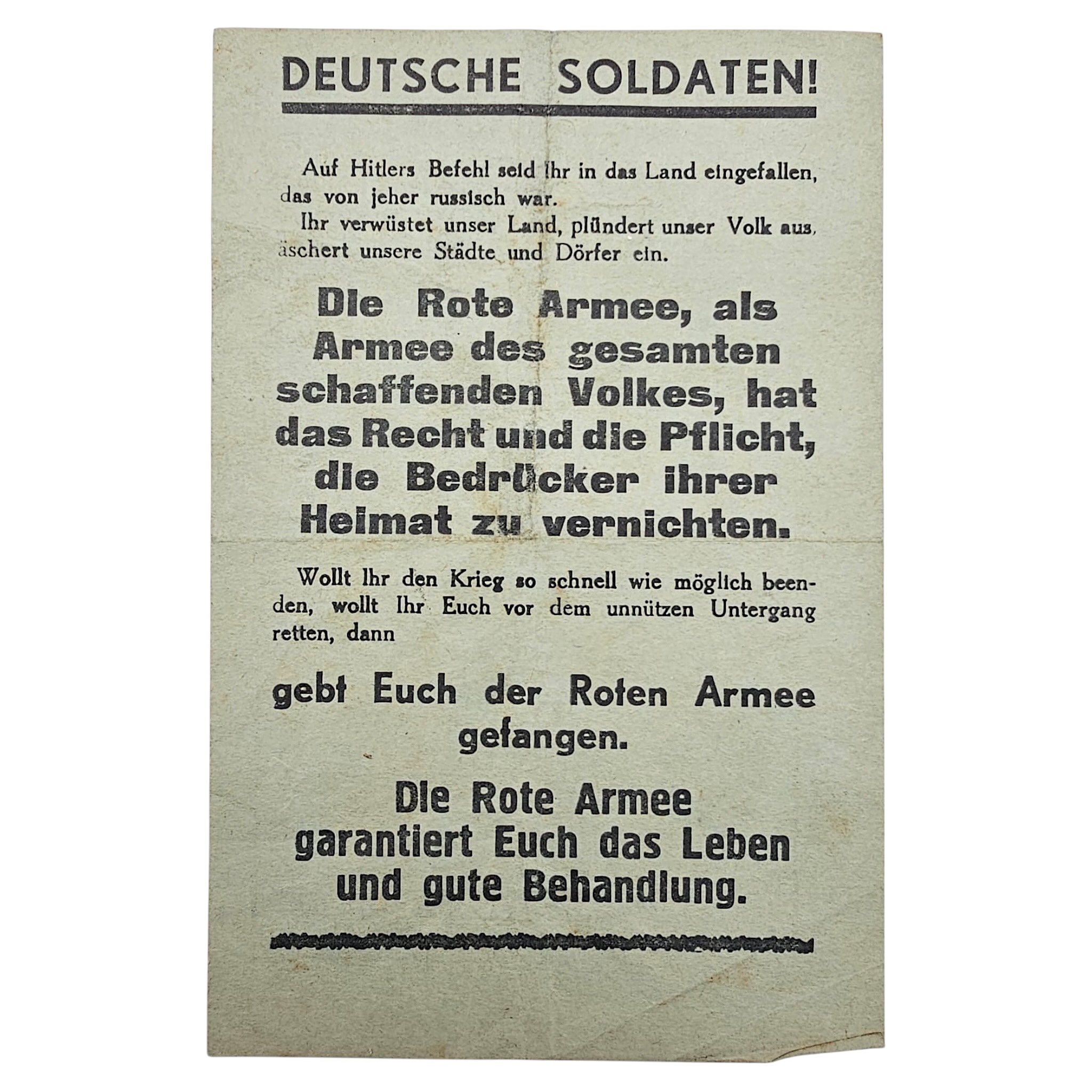 Original WWII Soviet Russian Passierschein - Surrender Leaflet - Afbeelding 2