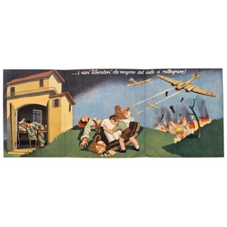 Originele Italiaanse WWII propagandavouwkaart met Pasen-thema en anti-geallieerde boodschap