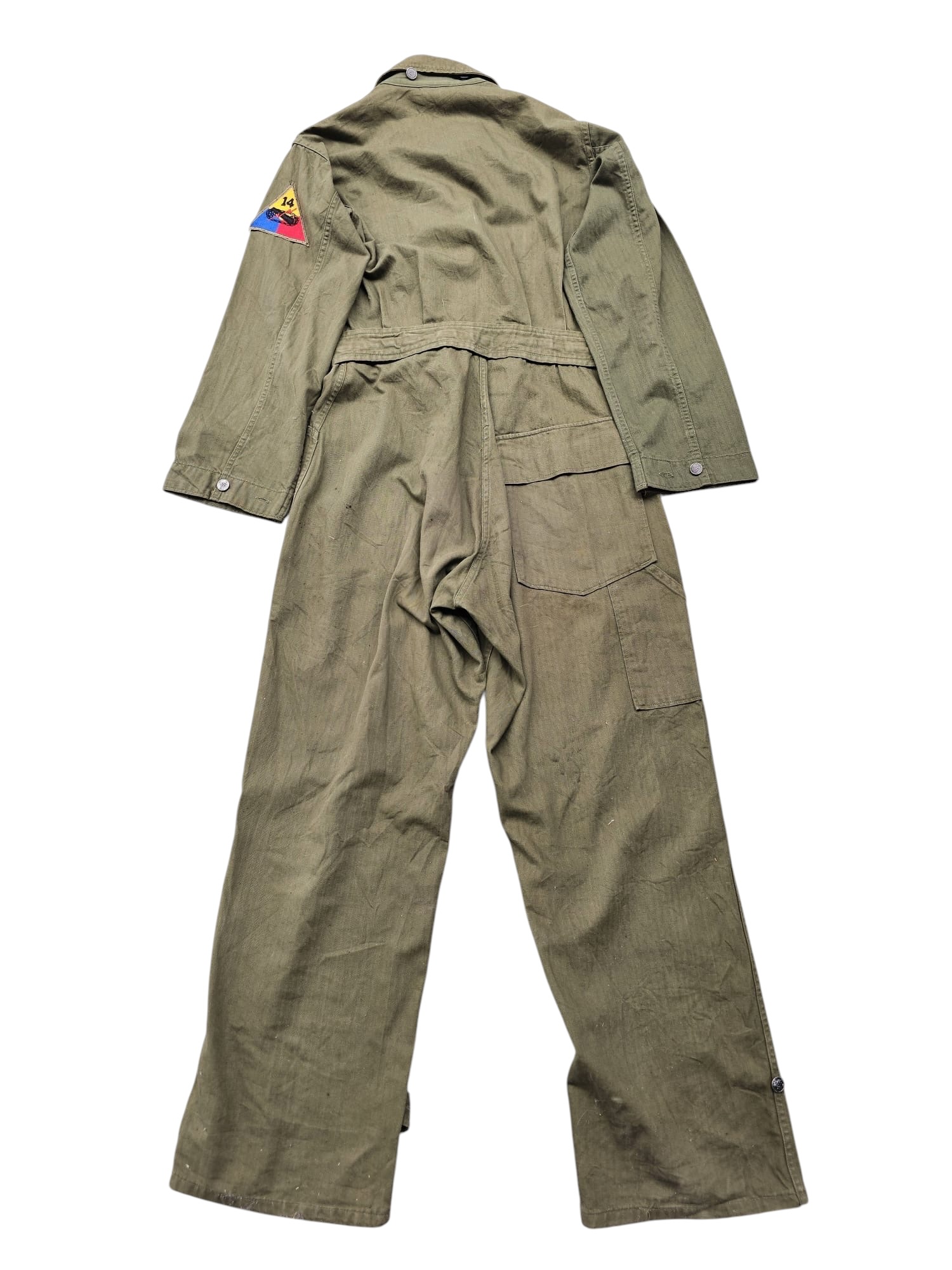 Original WWII US army HBT coveralls 14th Armored Division, May 1944 - Afbeelding 11