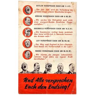 Origineel WWII geallieerd propagandapamflet met portretten en citaten over het 'Endsieg'