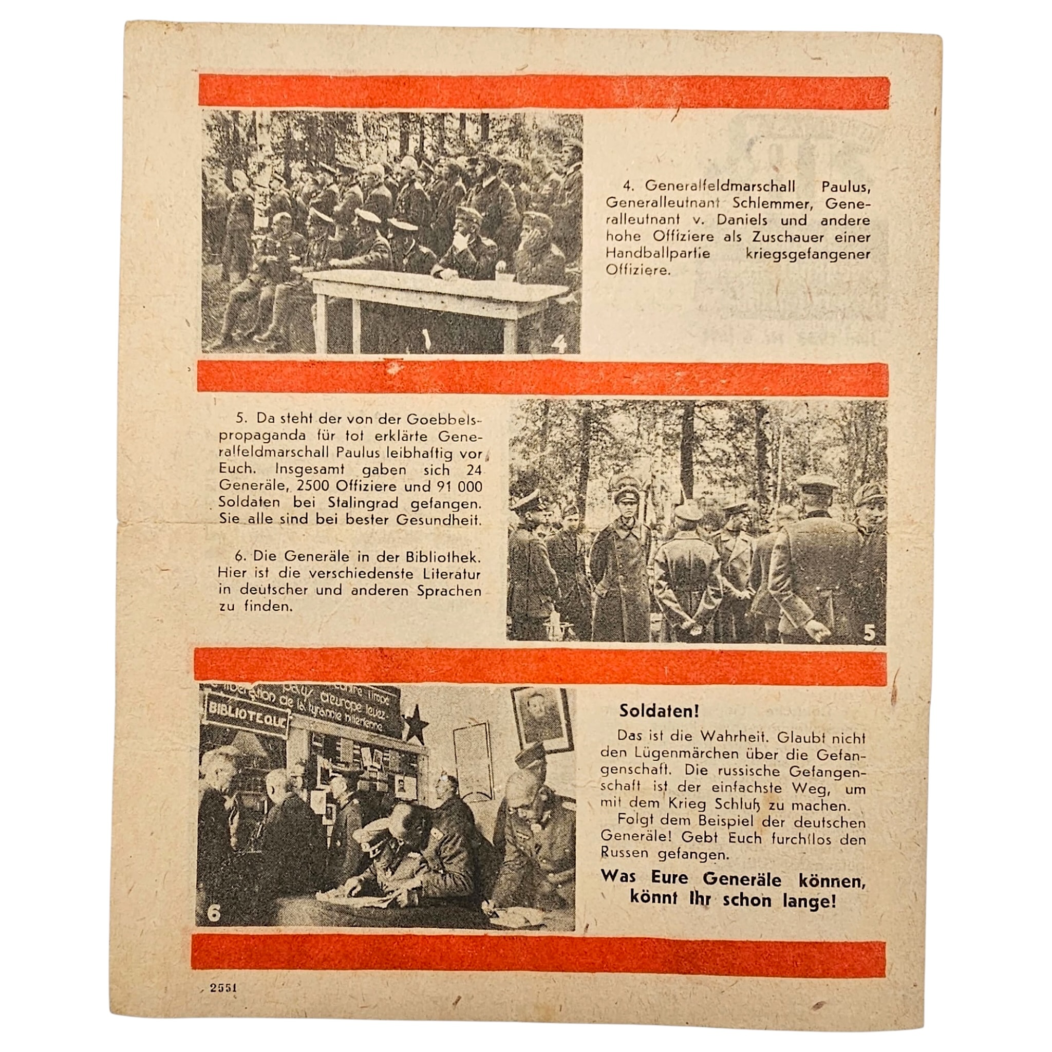Original WWII Soviet Propaganda Leaflet - Stalingrad POWs June 1943 - Afbeelding 2