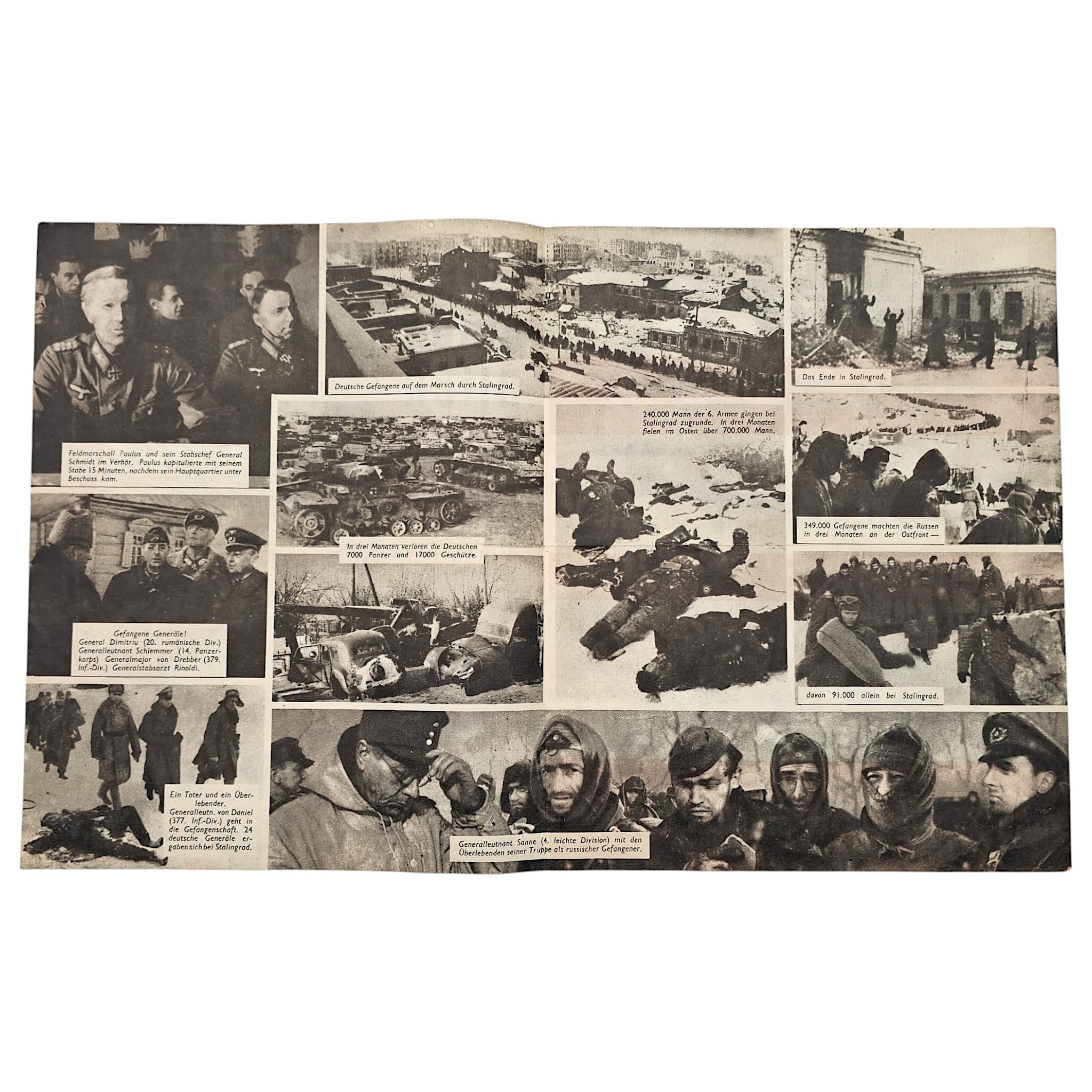 Origineel WWII geallieerd propagandapamflet 'Auf einen Blick' over de slag om Stalingrad