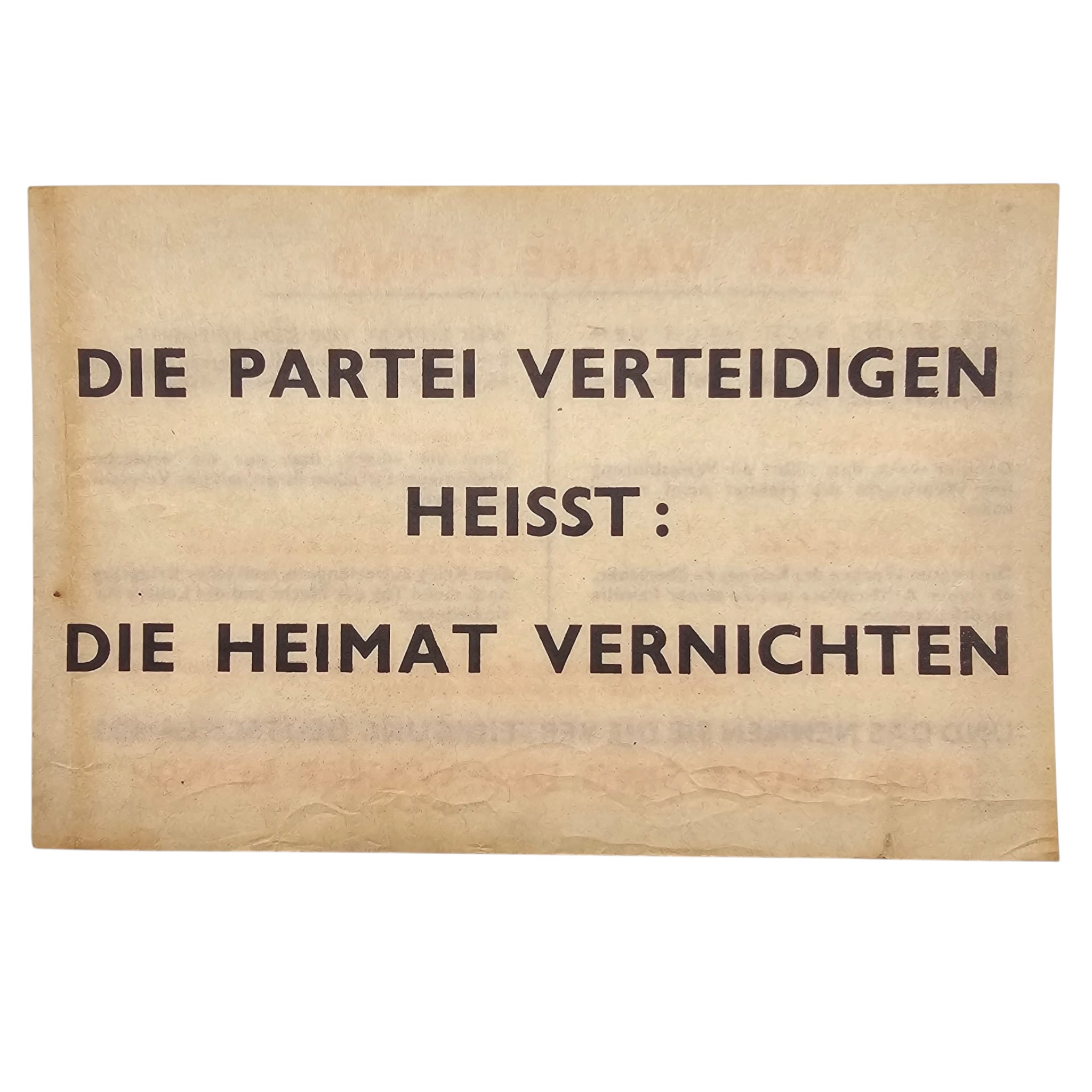 Origineel WWII geallieerd propagandastrooibiljet 'Der Wahre Feind' tegen de Nazipartij en SS