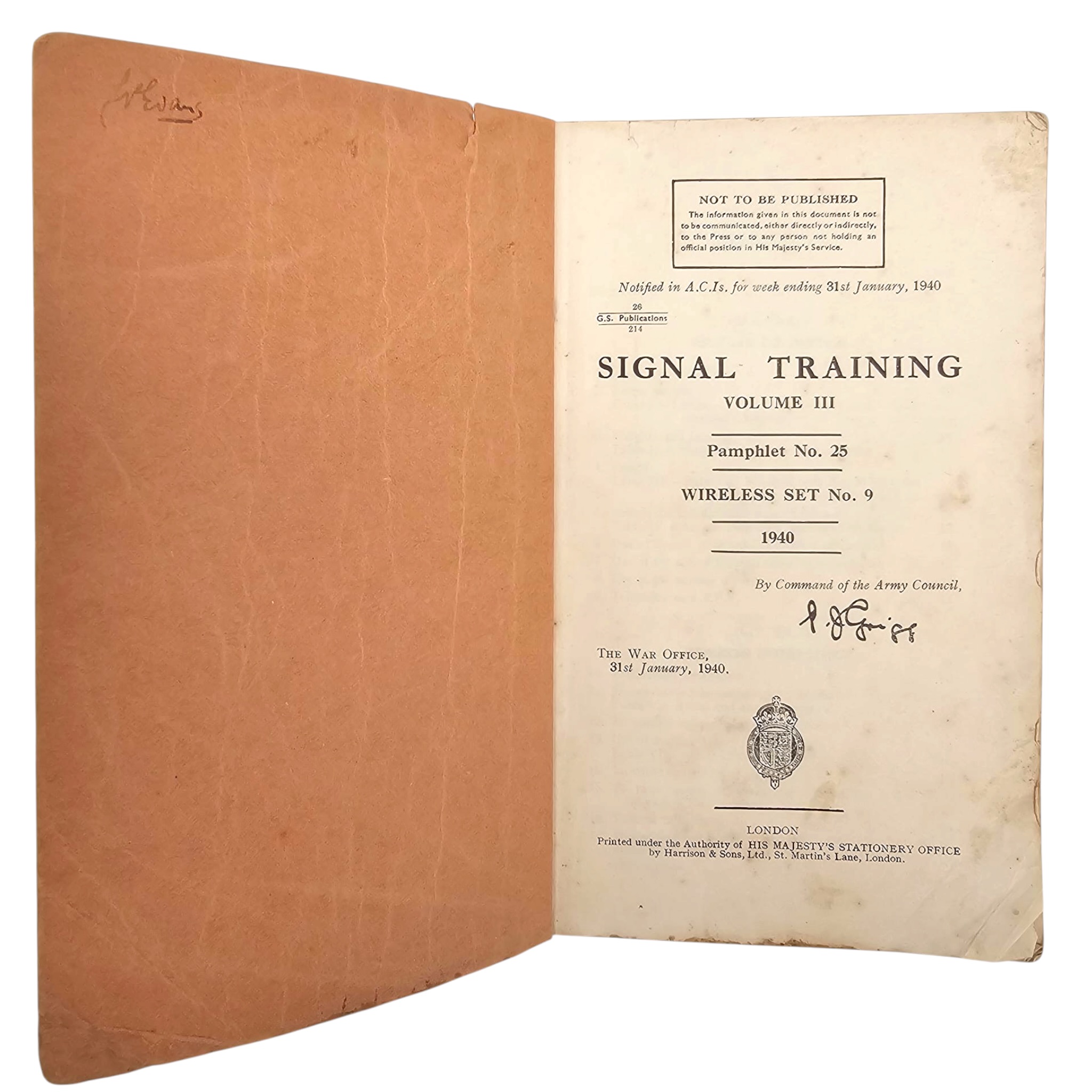 Original WWII British manual Signal Training Volume III, Pamphlet No. 25: Wireless Set No. 9 from 1940 - Afbeelding 2