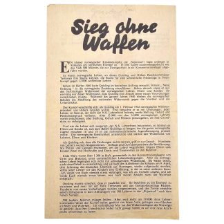 Origineel WWII geallieerd propagandapamflet 'Sieg ohne Waffen', voorzijde