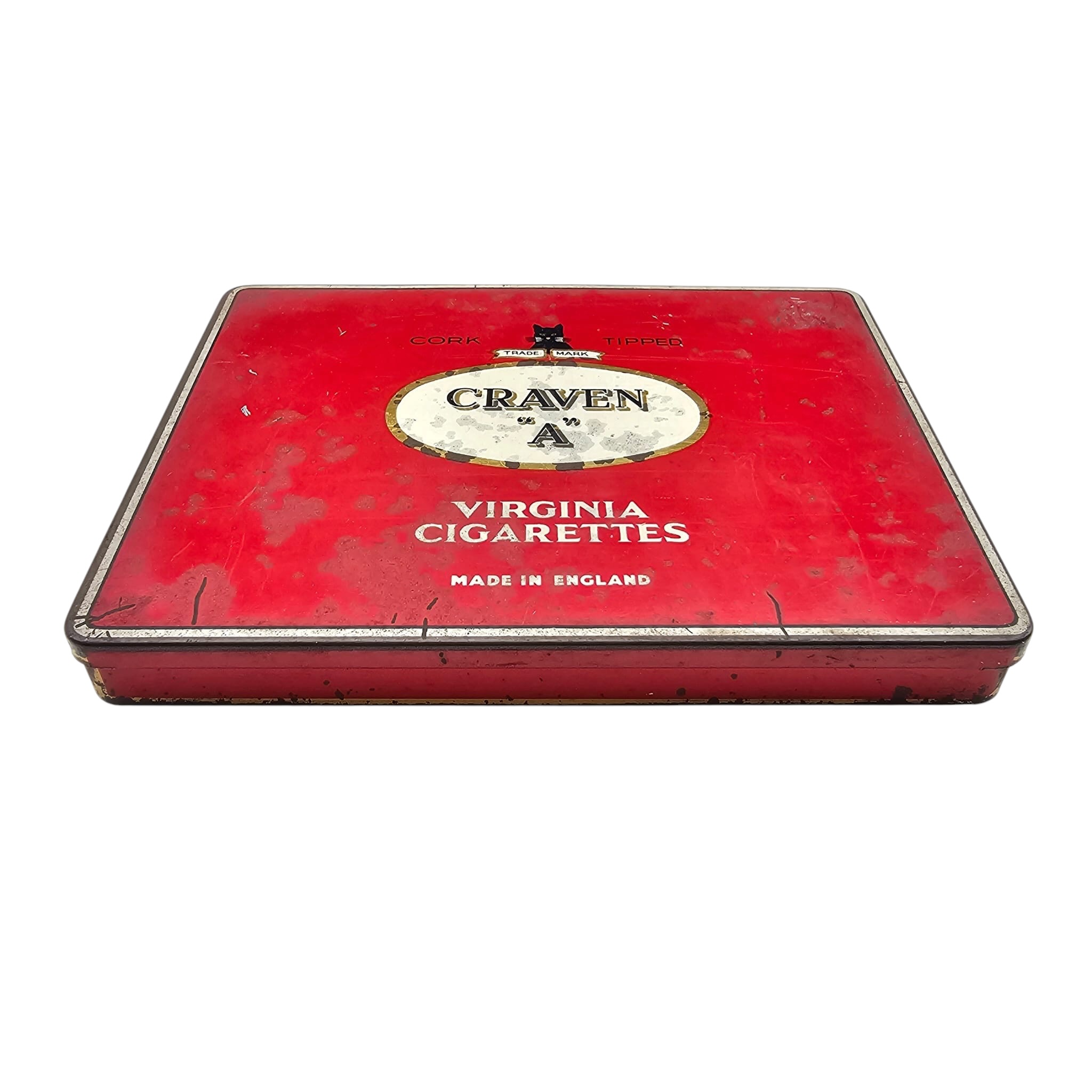 Original WWII British Craven 'A' Virginia Cigarettes Tin, Carreras London - Afbeelding 2