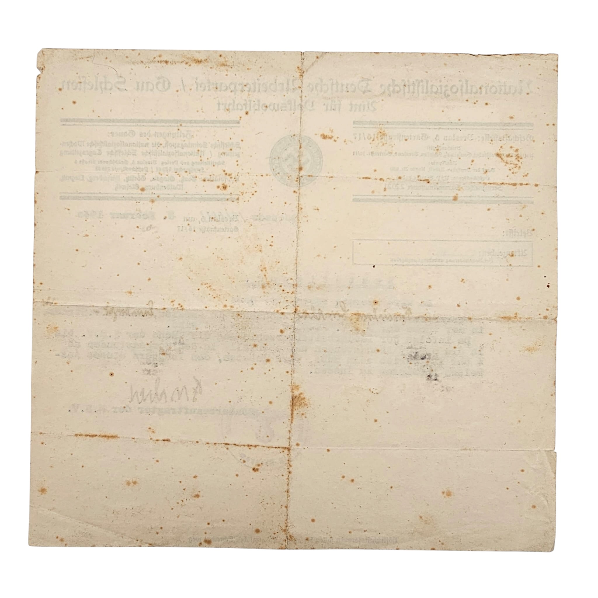Original WWII German NSDAP NSV Document Rzeszow 1940 - Afbeelding 2