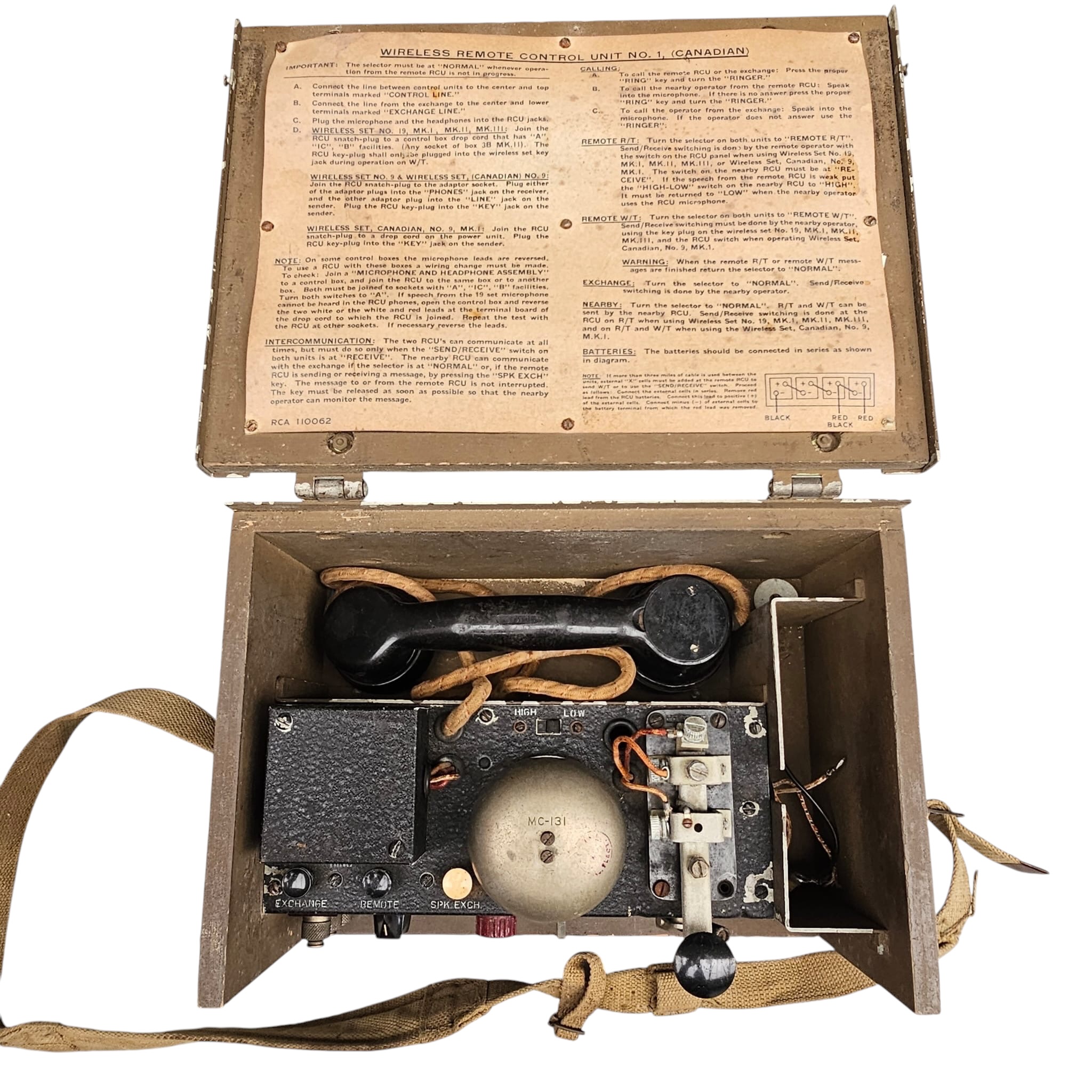 Original WWII Wireless Remote Control Unit No. 1 (Canadian) from World War II, manufactured by the RCA Victor Company Limited in 1944 - Afbeelding 2